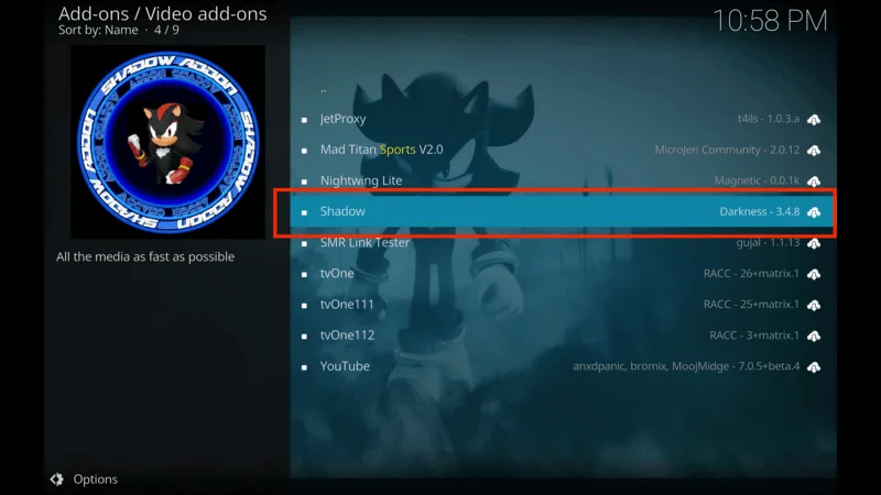 Shadow Addon Kodi Build